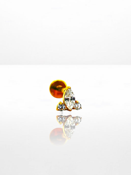 Titanium Marquise and Zircona mini labret