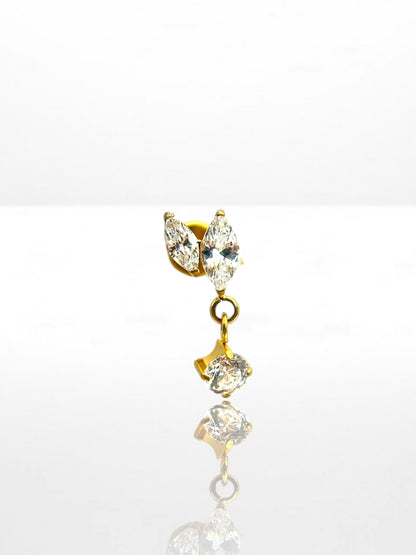 Titanium Double Marquise with charm labret
